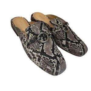 NYDJ Snakeskin print Slip On Mules Shoes Buckle Size 7